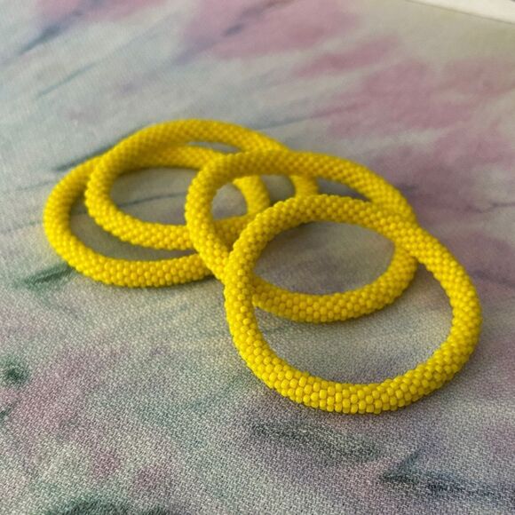 Sashka & co. Yellow Beaded Bracelets 7” average wrist size brand new 🆕 - Picture 1 of 1